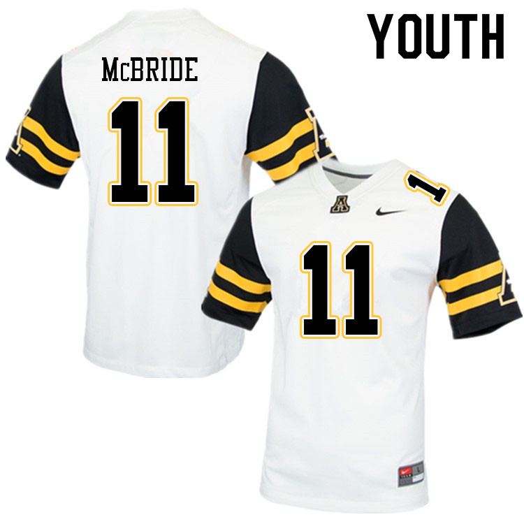 Youth #11 Brady McBride Appalachian State Mountaineers College Football Jerseys Sale-White